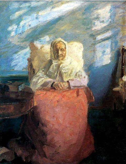 Anna Ancher Fru Ane Brøndum I Den Blå Stue English Mrs Ane Brøndum In The Blue Room — Anna Kirstine Ancher