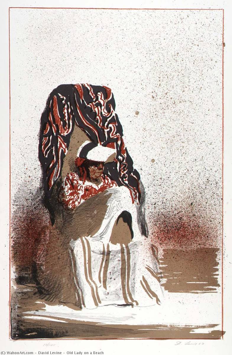 Old Lady On A Beach — David Levine