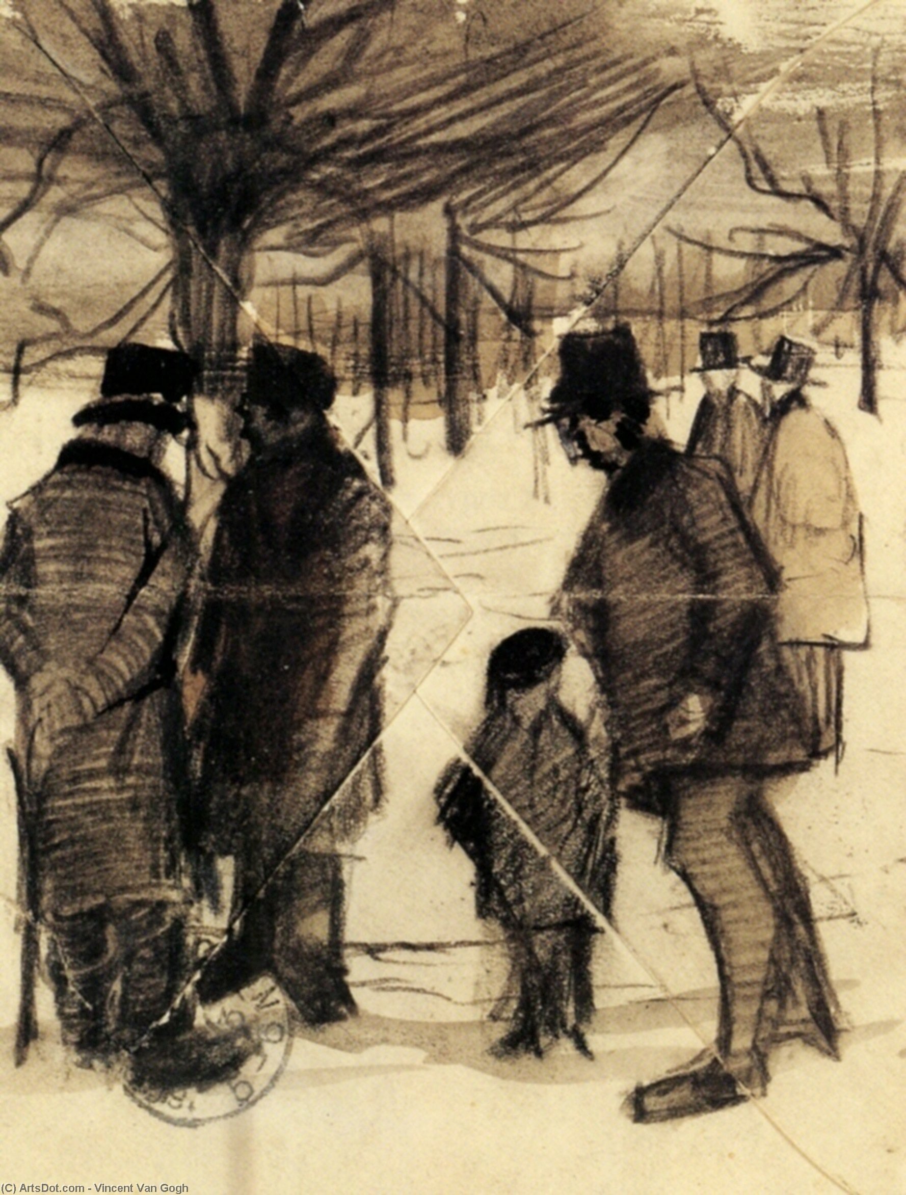 Five Men And A Child In The Snow — Vincent Willem Van Gogh