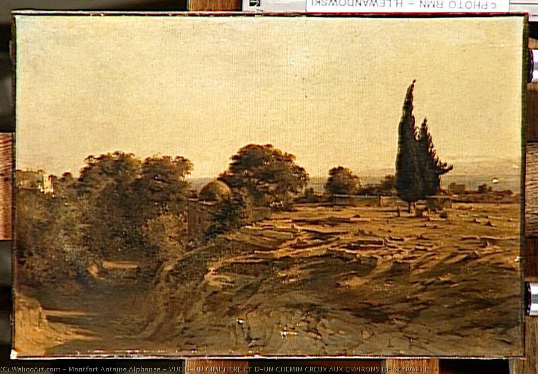Vue D'un Cimetiere Et D'un Chemin Creux Aux Environs De Beyrouth — Montfort Antoine Alphonse
