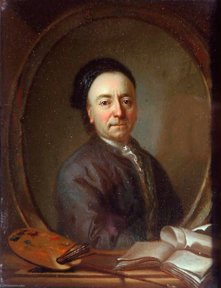 Portrait Of The Artist With His Palette And Manuscripts — Jonathan Richardson The Elder