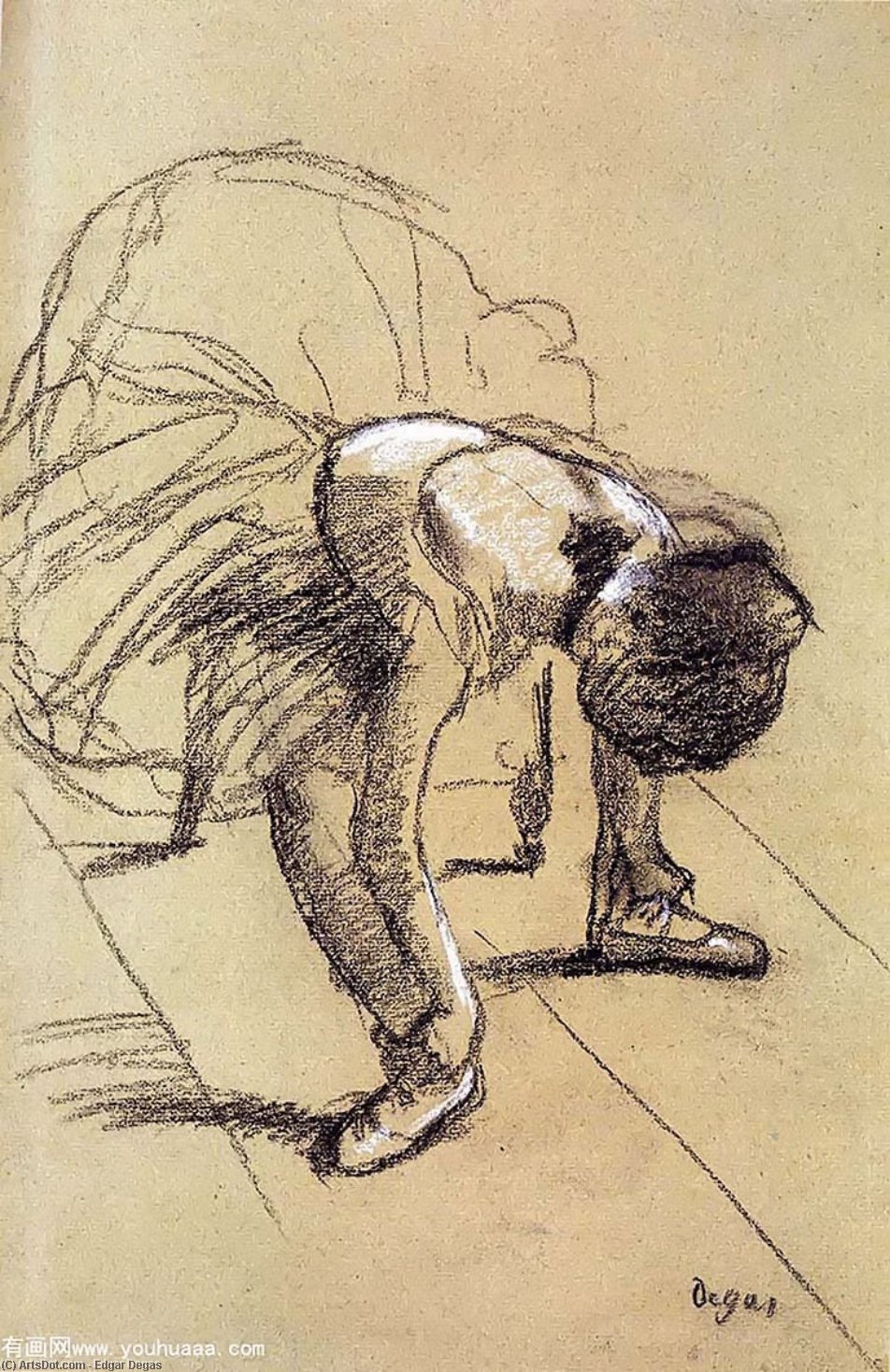 Seated Dancer Adjusting Her Shoes — Edgar Degas