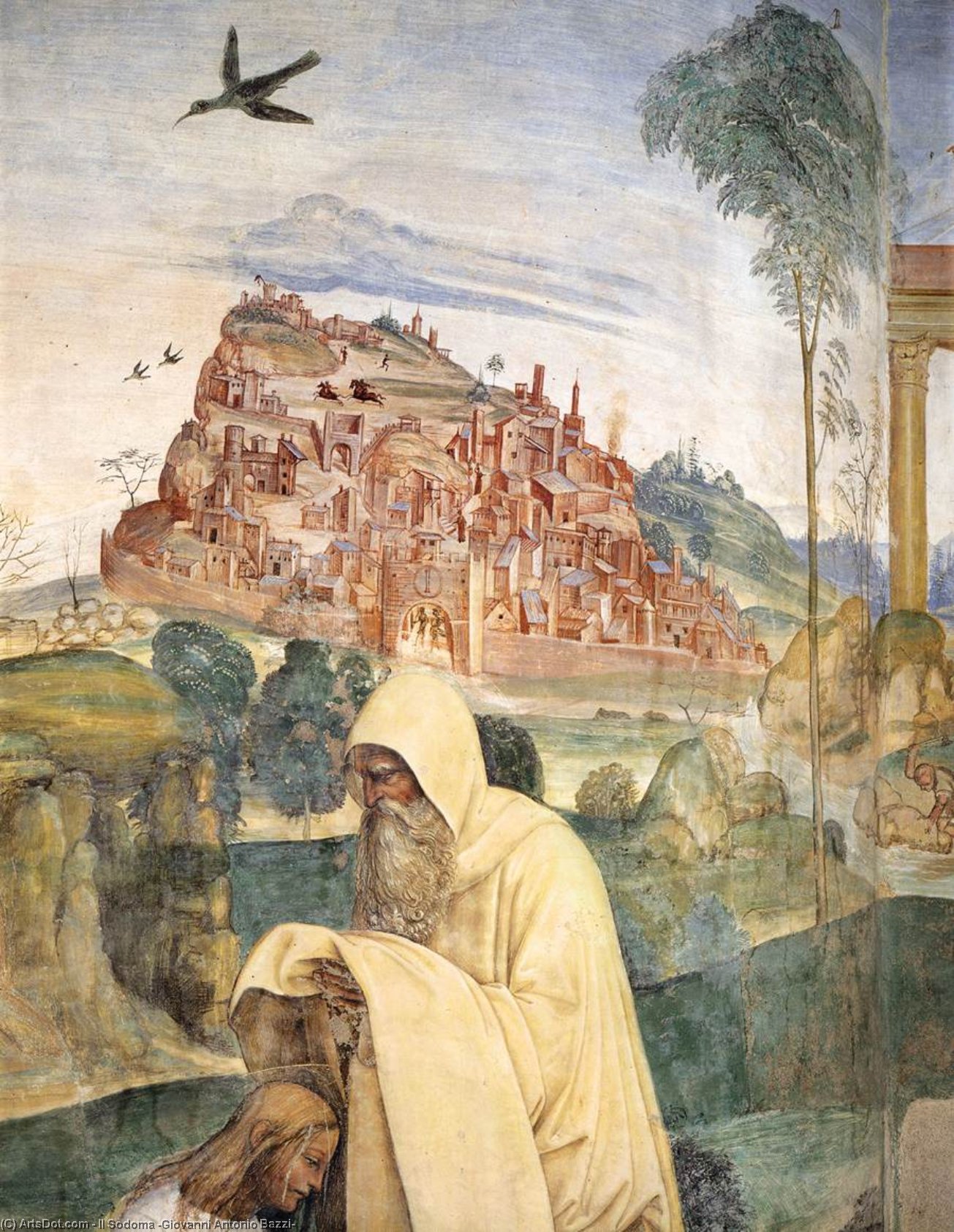 Life Of St Benedict, Scene 4: The Monk Romanus Dresses Benedict (detail) — Il Sodoma (giovanni Antonio Bazzi)