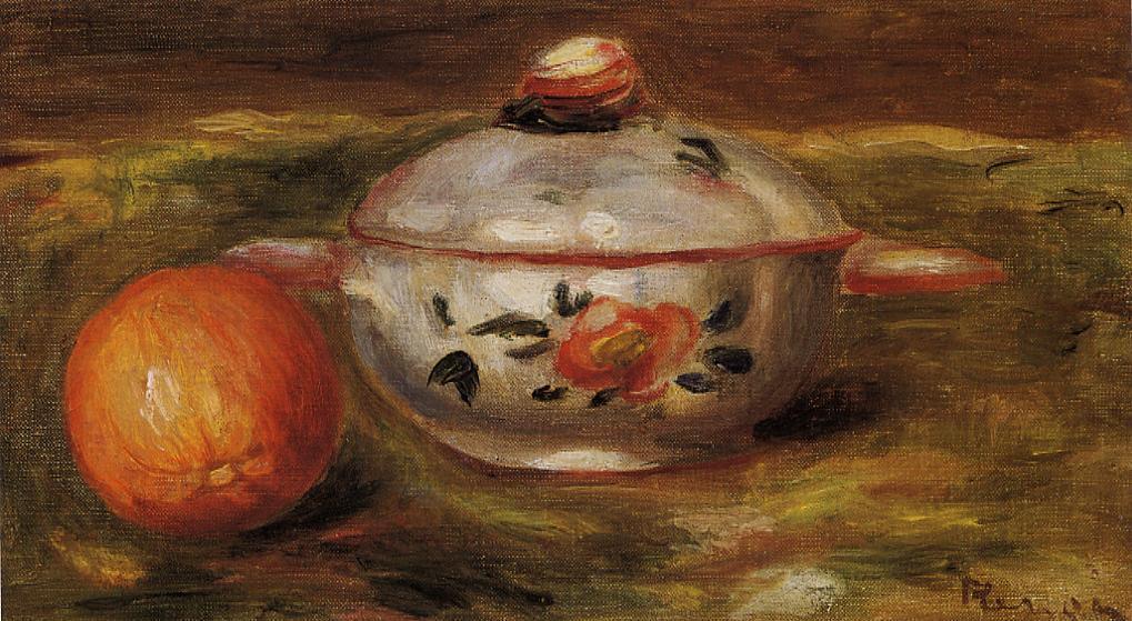 Still Life With Orange And Sugar Bowl — Pierre-auguste Renoir
