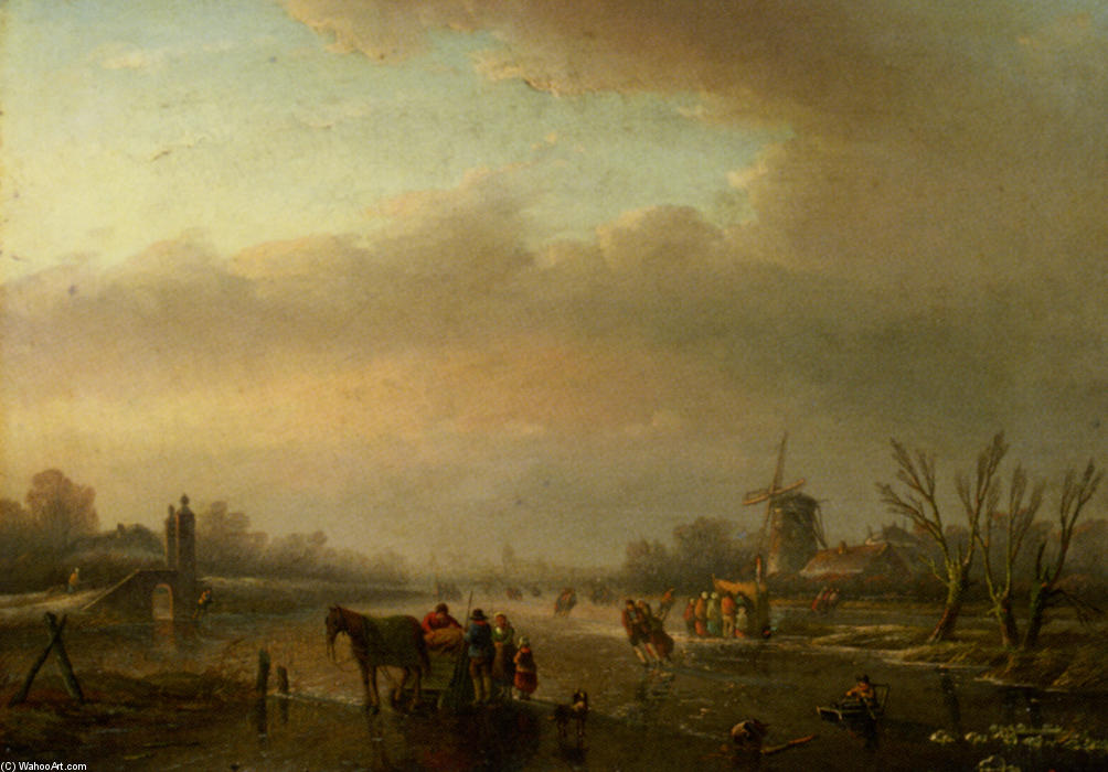 Skaters On A Frozen Canal — Jan Jacob Coenraad Spohler