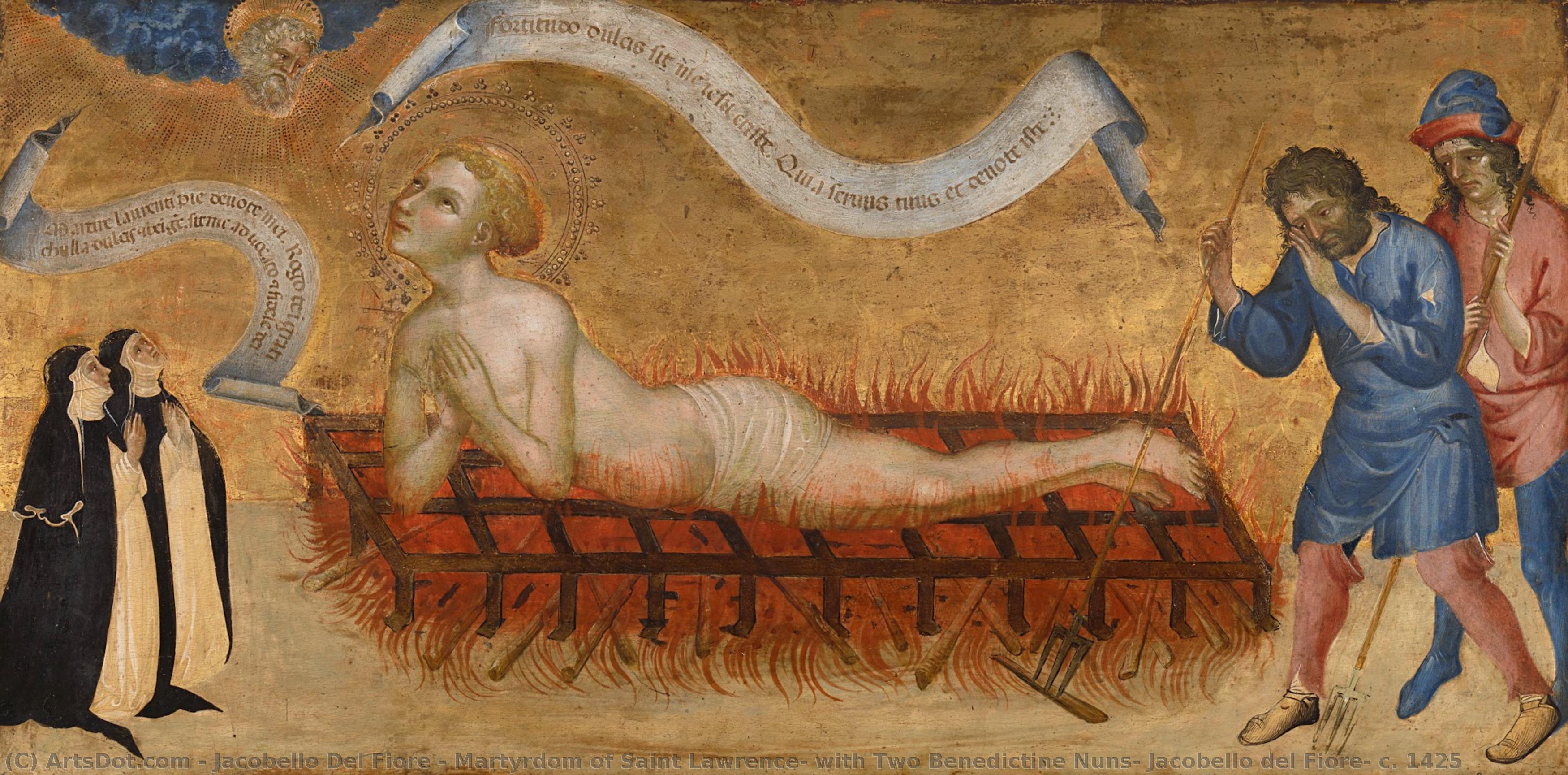 Martyrdom Of Saint Lawrence, With Two Benedictine Nuns, Jacobello Del Fiore, C. 1425 — Jacobello Del Fiore