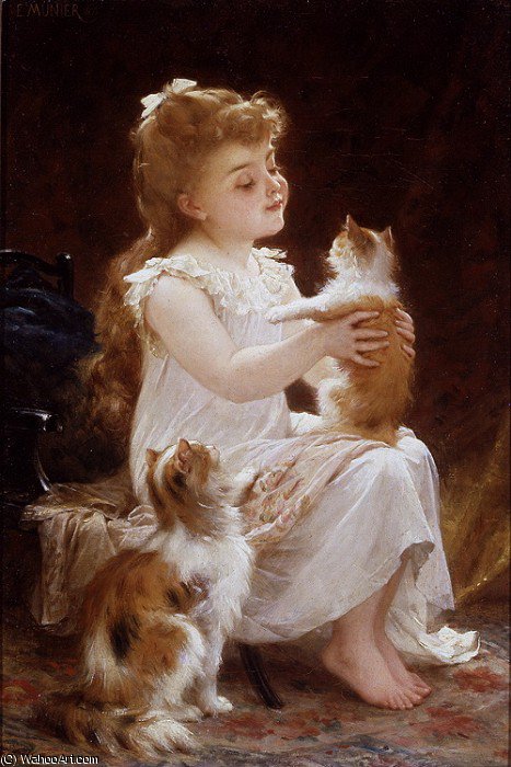 Playing With The Kitten — Émile Munier