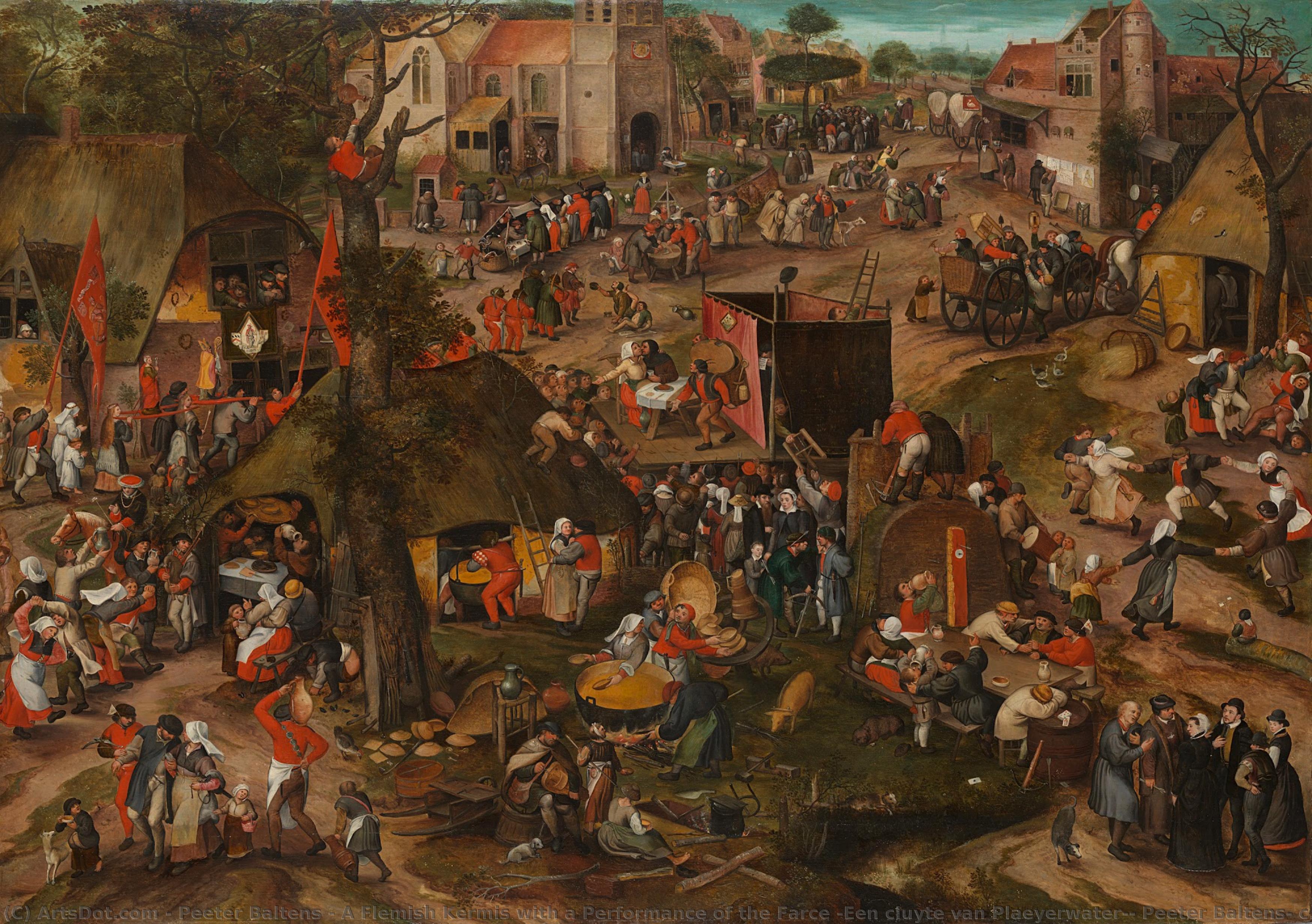 A Flemish Kermis With A Performance Of The Farce ‘een Cluyte Van Plaeyerwater’, Peeter Baltens, C. 1570 — Peeter Baltens