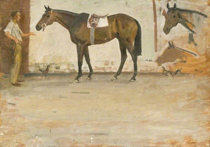 Study Of A Racehorse With A Stable Lad — Sir Alfred James Munnings