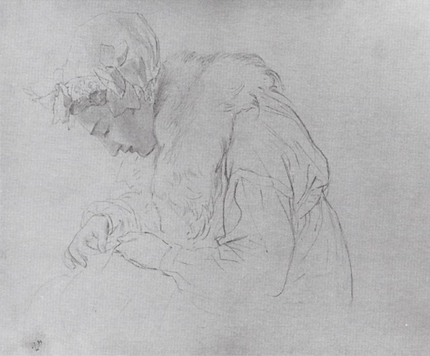 Portrait Of A Young Woman Embroidering — Karl Pavlovich Bryullov