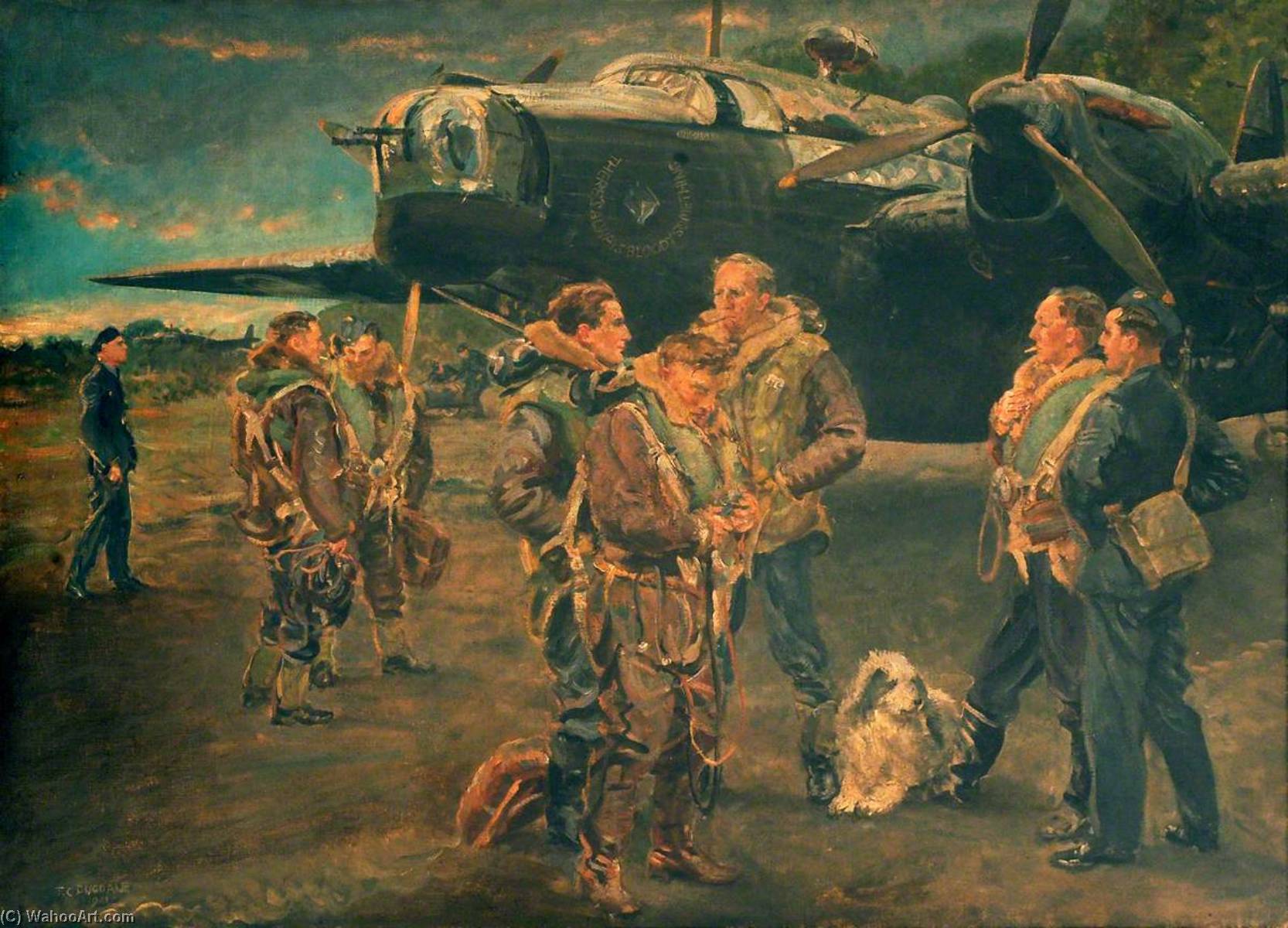 Wellington And Crew Pilot And Navigator Confer — Thomas Cantrell Dugdale