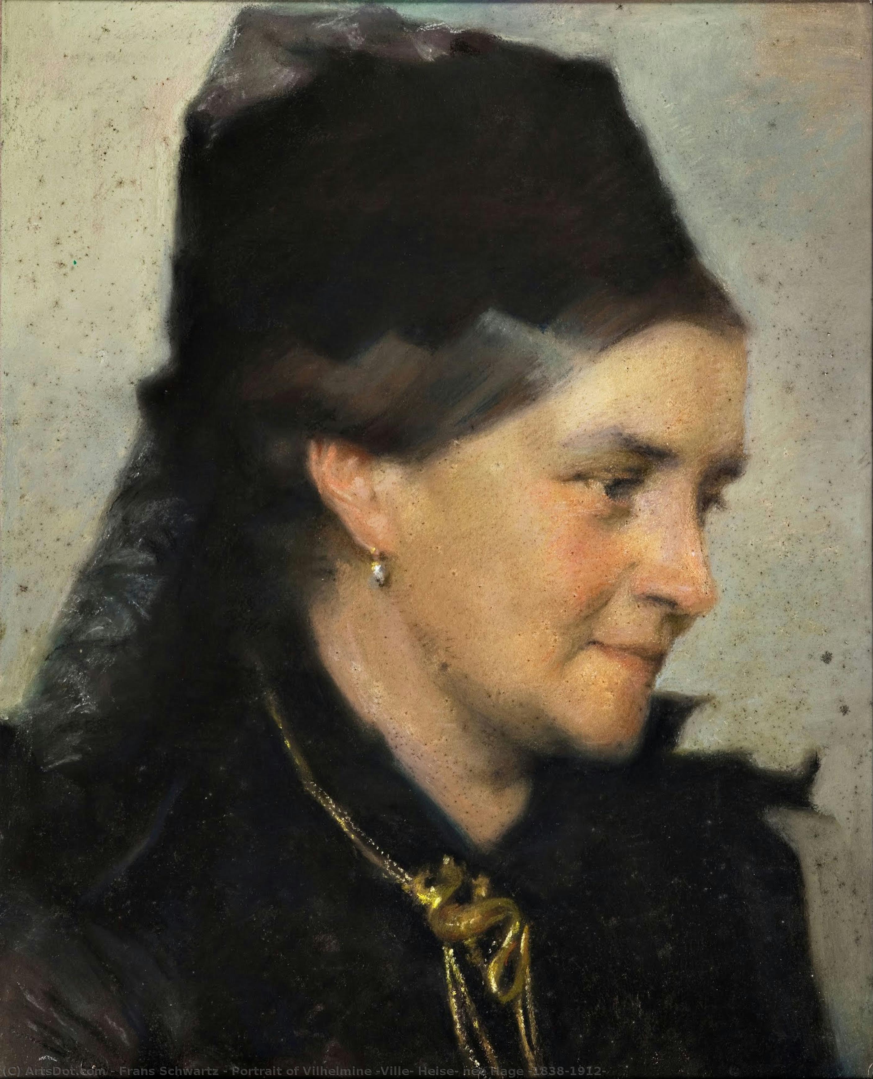 Portrait Of Vilhelmine (ville) Heise, Née Hage (1838-1912) — Frans Schwartz
