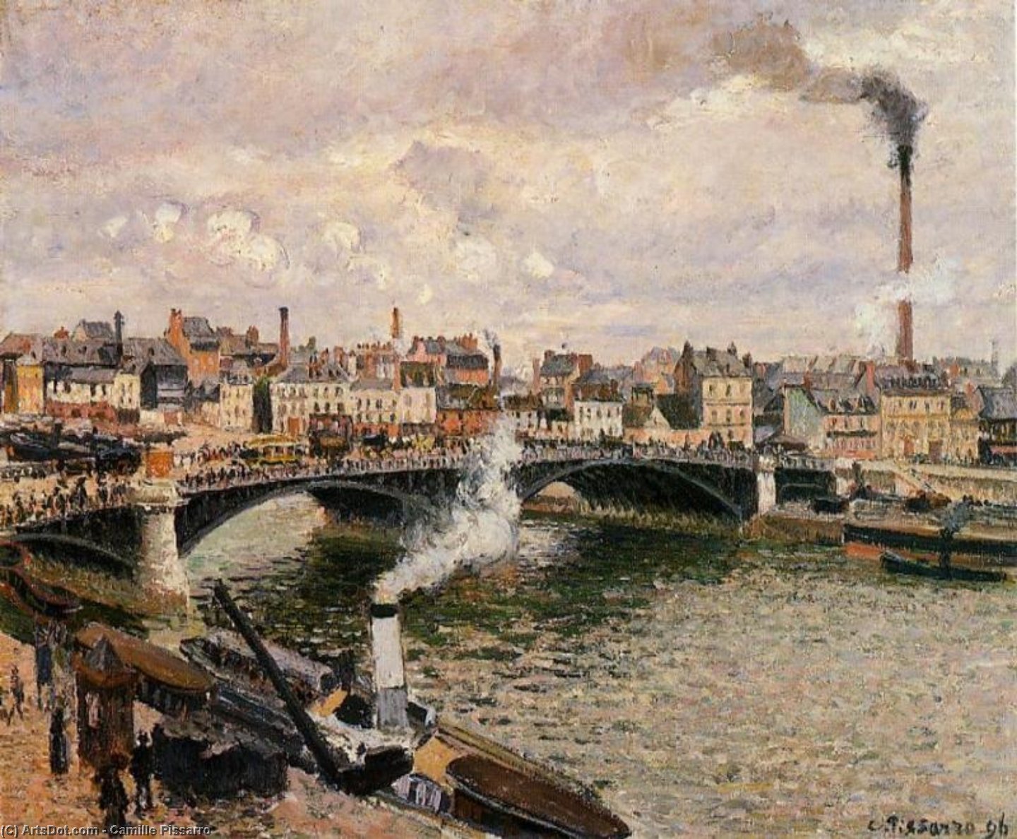 Morning An Overcast Day Rouen — Camille Pissarro
