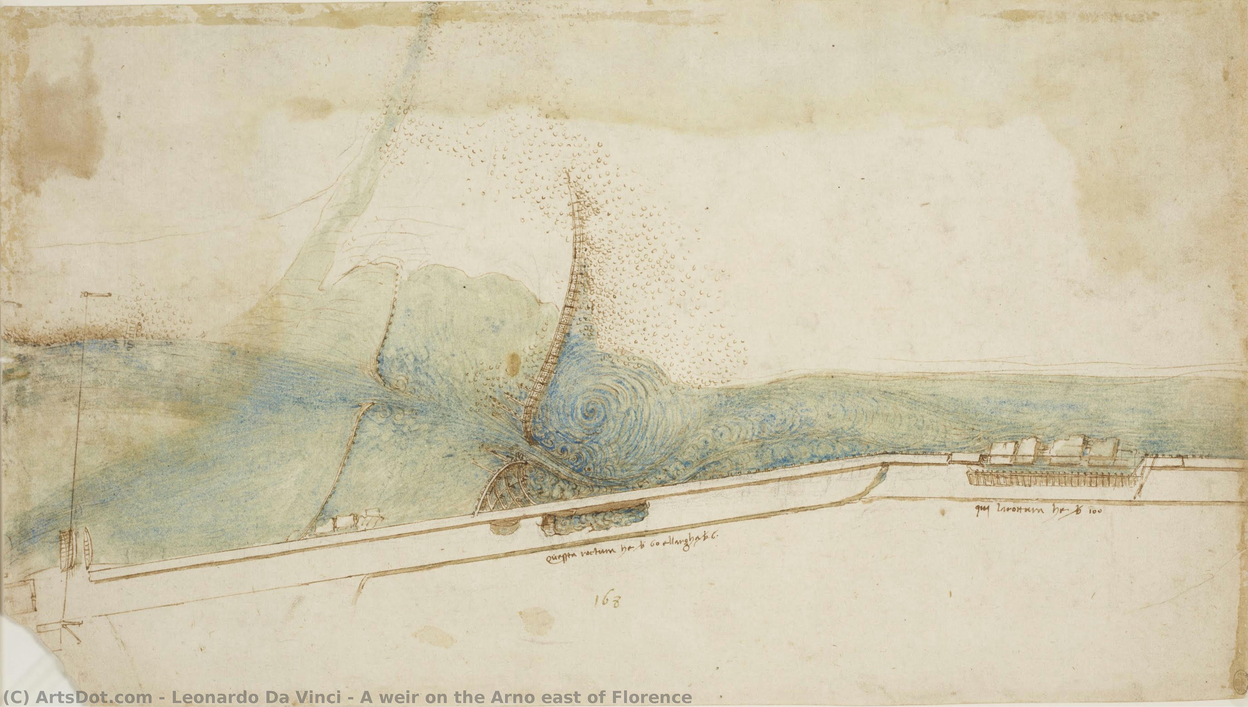 A Weir On The Arno East Of Florence — レオナルド・ダ・ヴィンチ