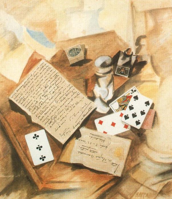 Collage With Playing Cards And Letter Of Torres-garcia — Rafael Barradas