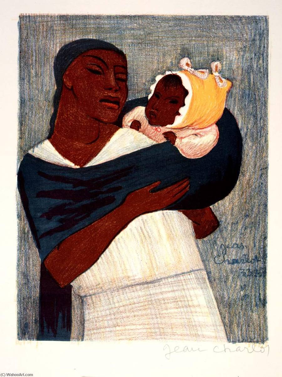 Woman Standing, Child On Back — Jean Charlot