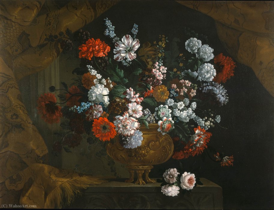 Bouquet Of Flowers In A Bronze Urn (private Collection) — Pieter Casteels Iii