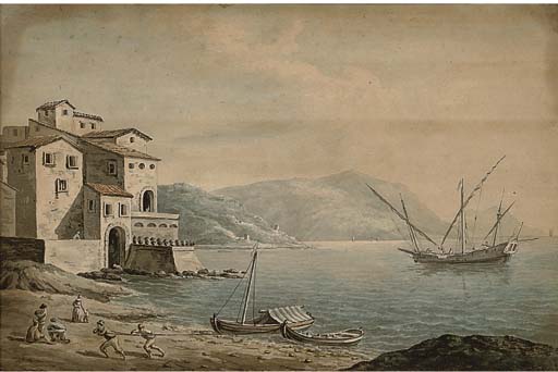 Furling The Sails At Dusk, Off The Italian Coast — John Thomas Serres