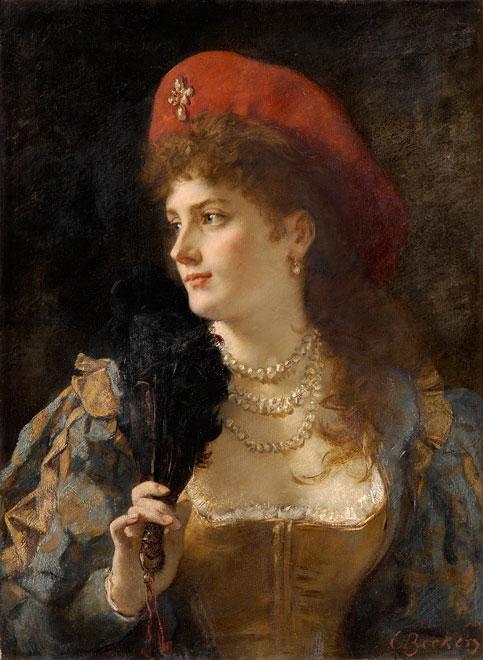 Elegant Lady With Fan — Carl Ludwig Friedrich Becker