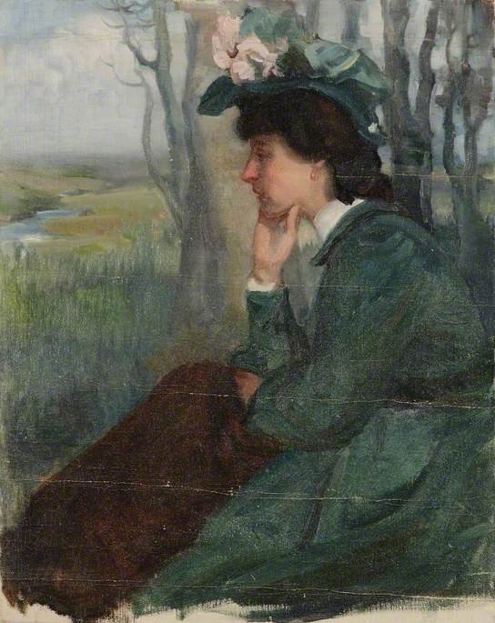Portrait Of A Lady Sitting In A Wood — Brian Hatton