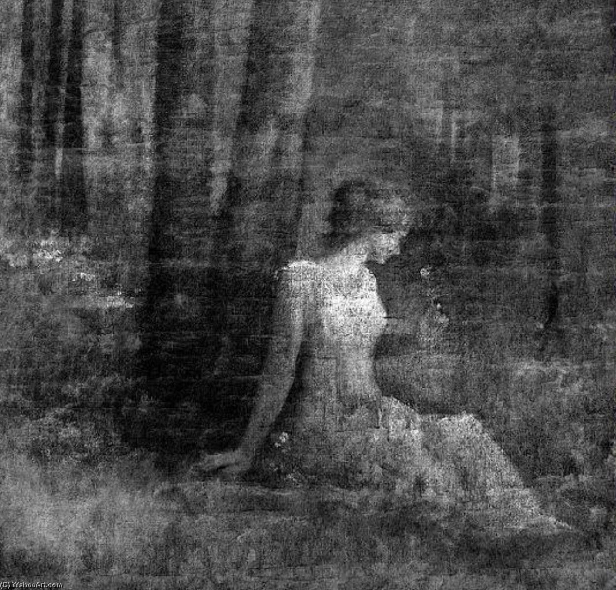 Jeune Femme Assise Sur Un Banc Dans Un Parc — Henri Joseph Castaing