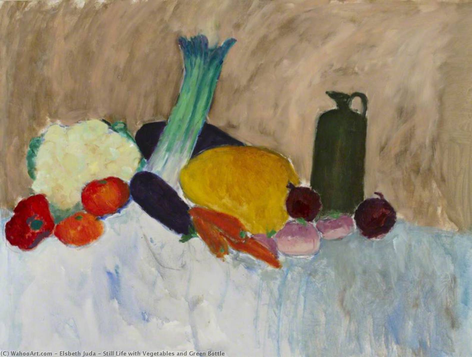 Still Life With Vegetables And Green Bottle — Elsbeth Juda