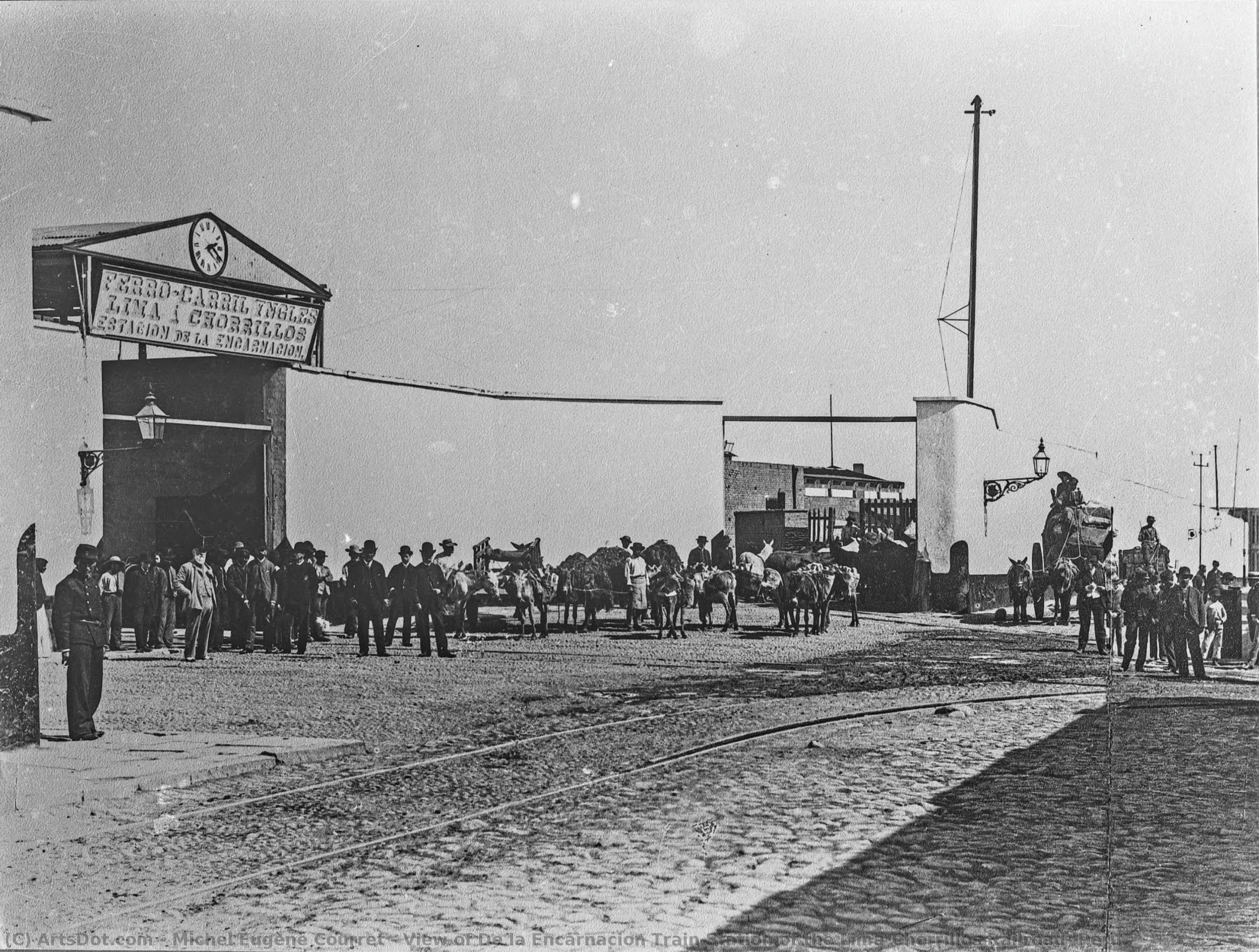 View Of De La Encarnacion Train Station Of The Lima-chorrillos Railroad, Peru. — Michel Eugène Courret