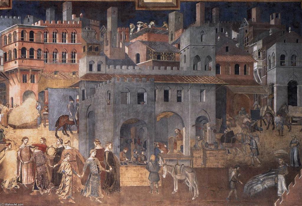 Effects Of Good Government On The City Life (detail) — アンブロージョ・ロレンツェッティ