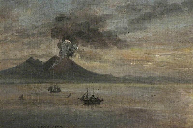 The Neapolitan Coast With Vesuvius In Eruption — Johan Christian Claussen Dahl