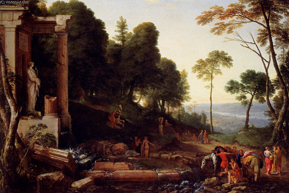 Hyre Laurent De La Landscape With Shepherds Watering Their Flocks — Laurent De La Hyre
