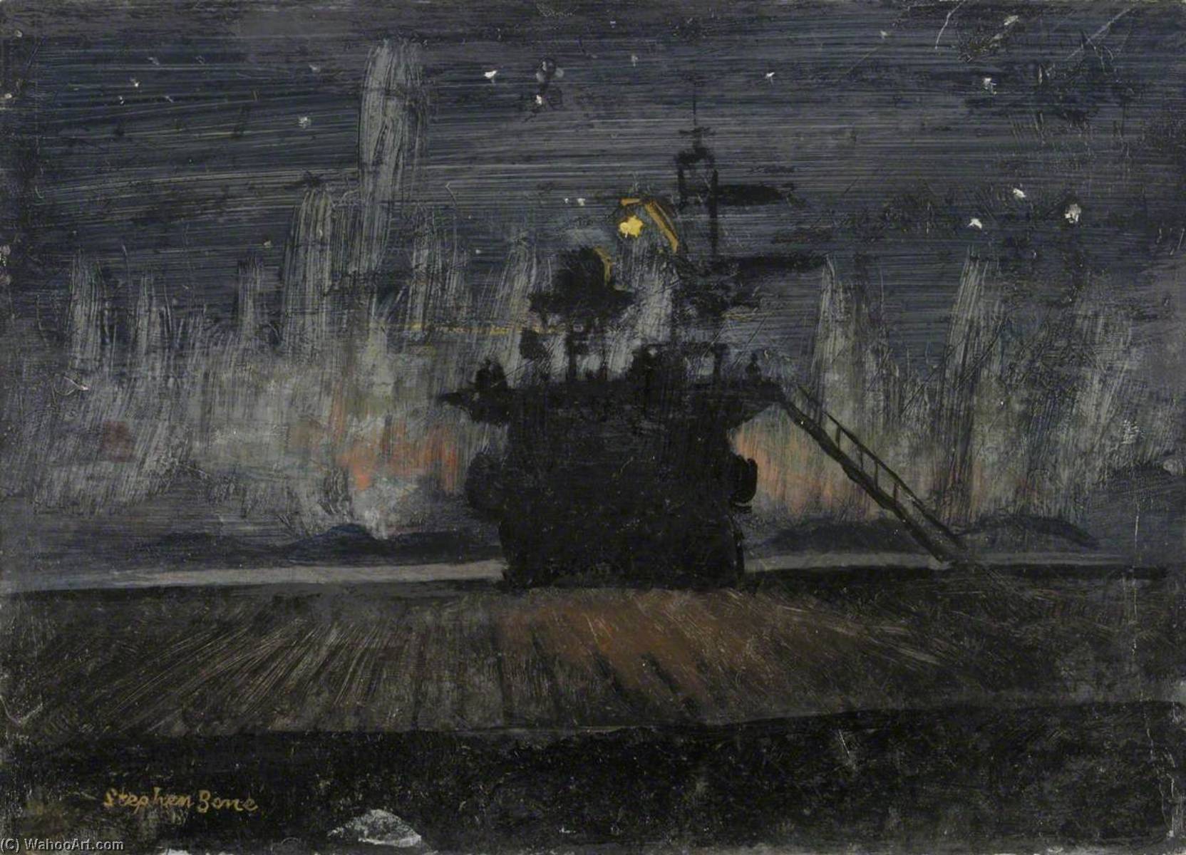 Hms 'pursuer' View Of An Island Against The Aurora Borealis — Stiven Bon