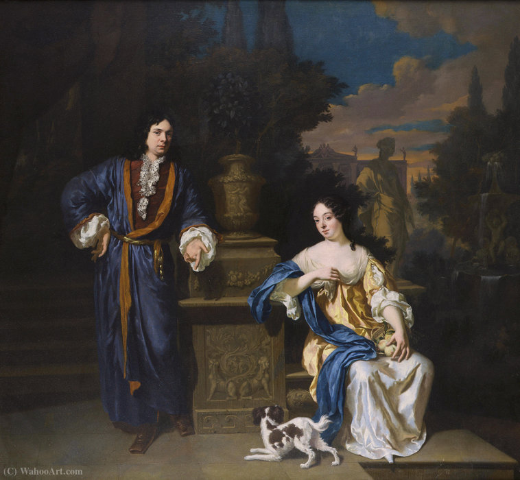 A Gentleman And A Lady In A Park — Johannes I Verkolje