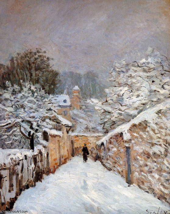 Snow In Louveciennes Sun — Alfred Sisley