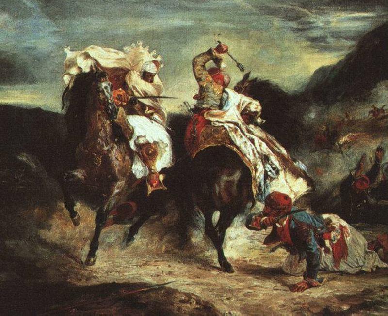 Combat Between Giacour And Hassan In A Ravine — Eugène Delacroix