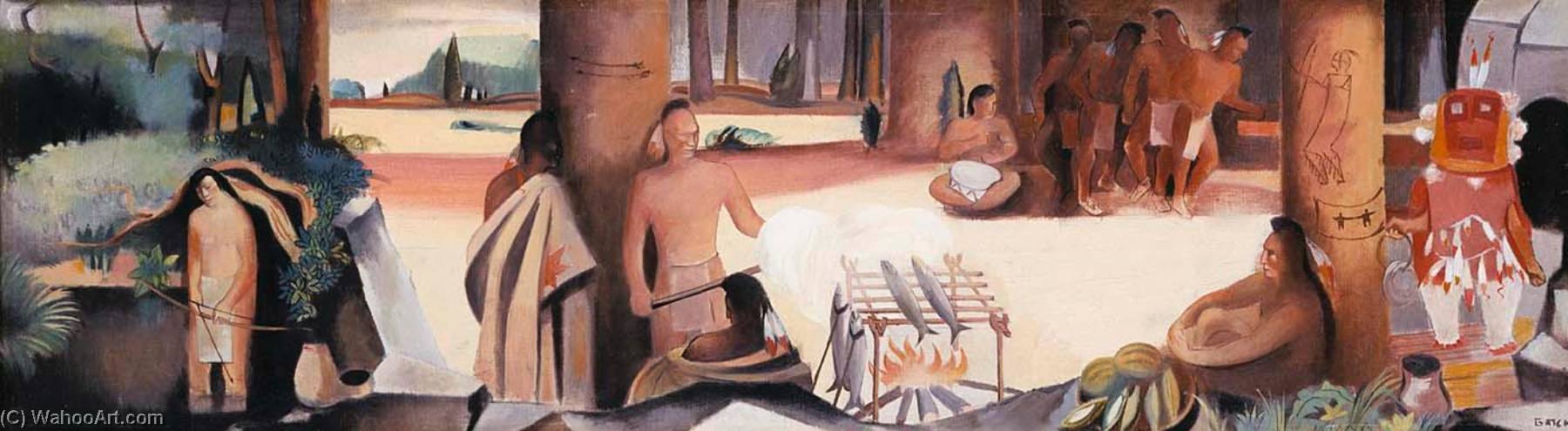 Squaws Rest (mural Study, Elizabethtown, Pennsylvania Post Office) — Lee Gatch
