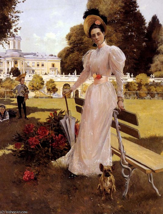 Portrait Of Princess Z N Yusupove With Her Two Sons At Arkhangelskoe — François Flameng