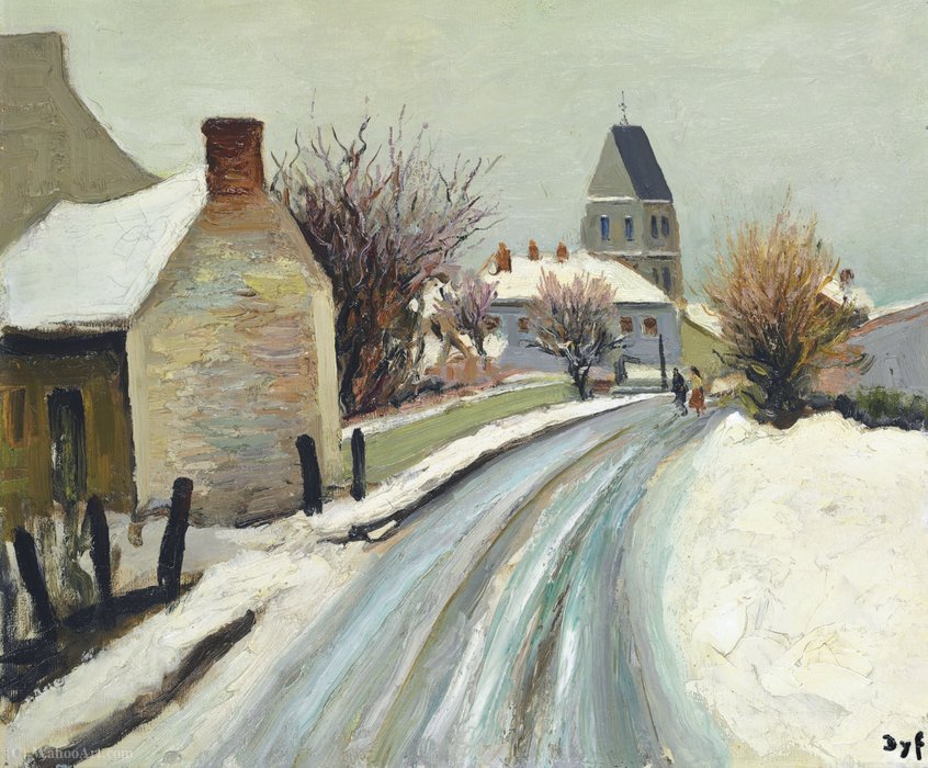 The Street Of Perdreau Bois At Arcy In Winter, (1958) — Marcel Dyf