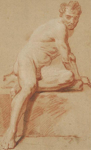 Study Of A Man Sitting, Tilted To The Right — Jean-baptiste Oudry