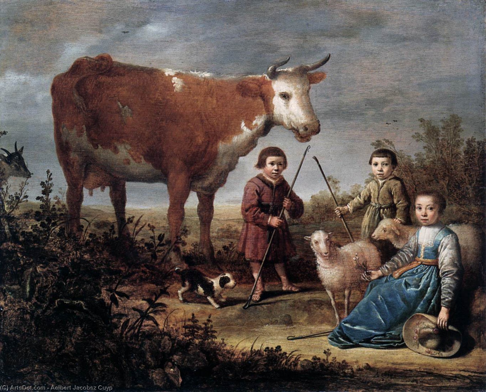 Children And A Cow — Аэлберт Якобсз Кёйп