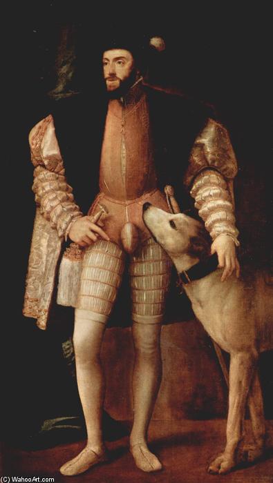Portrait Of Emperor Charles V With Dog — Tizian
