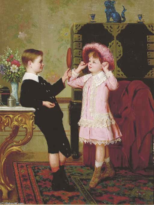 Two Children Playing Dress Up — Albert Roosenboom