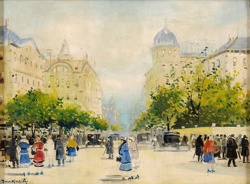 Busy Street Scene — Antal Berkes
