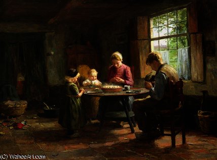 A Dutch Interior - Grace Before The Meal — Evert Pieters
