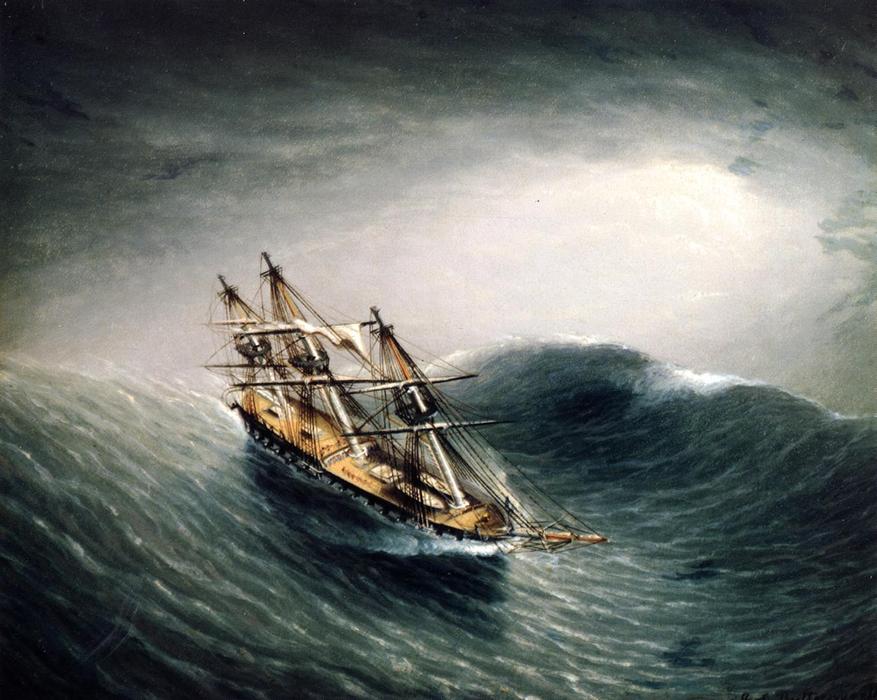 Schooner In A Stormy Sea — James Edward Buttersworth