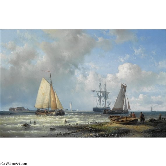 Dutch Barges In A Calm — Abraham Hulk Senior