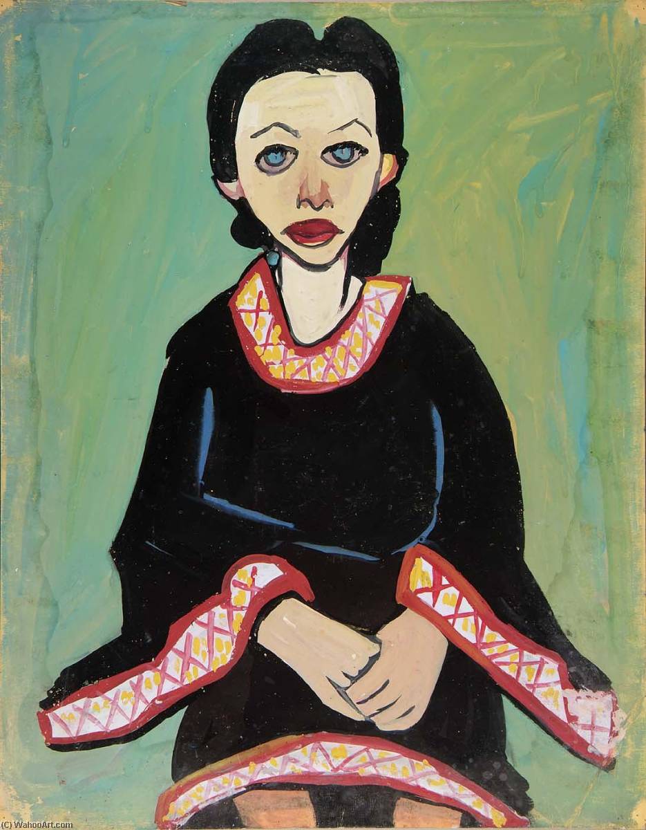 Seated Woman In Black Dress — William H. Johnson