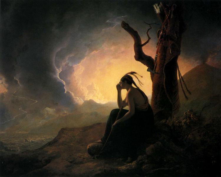 The Widow Of An Indian Chief Watching The Arms Of Her Deceased Husband — Џозеф Рајт Од Дербија