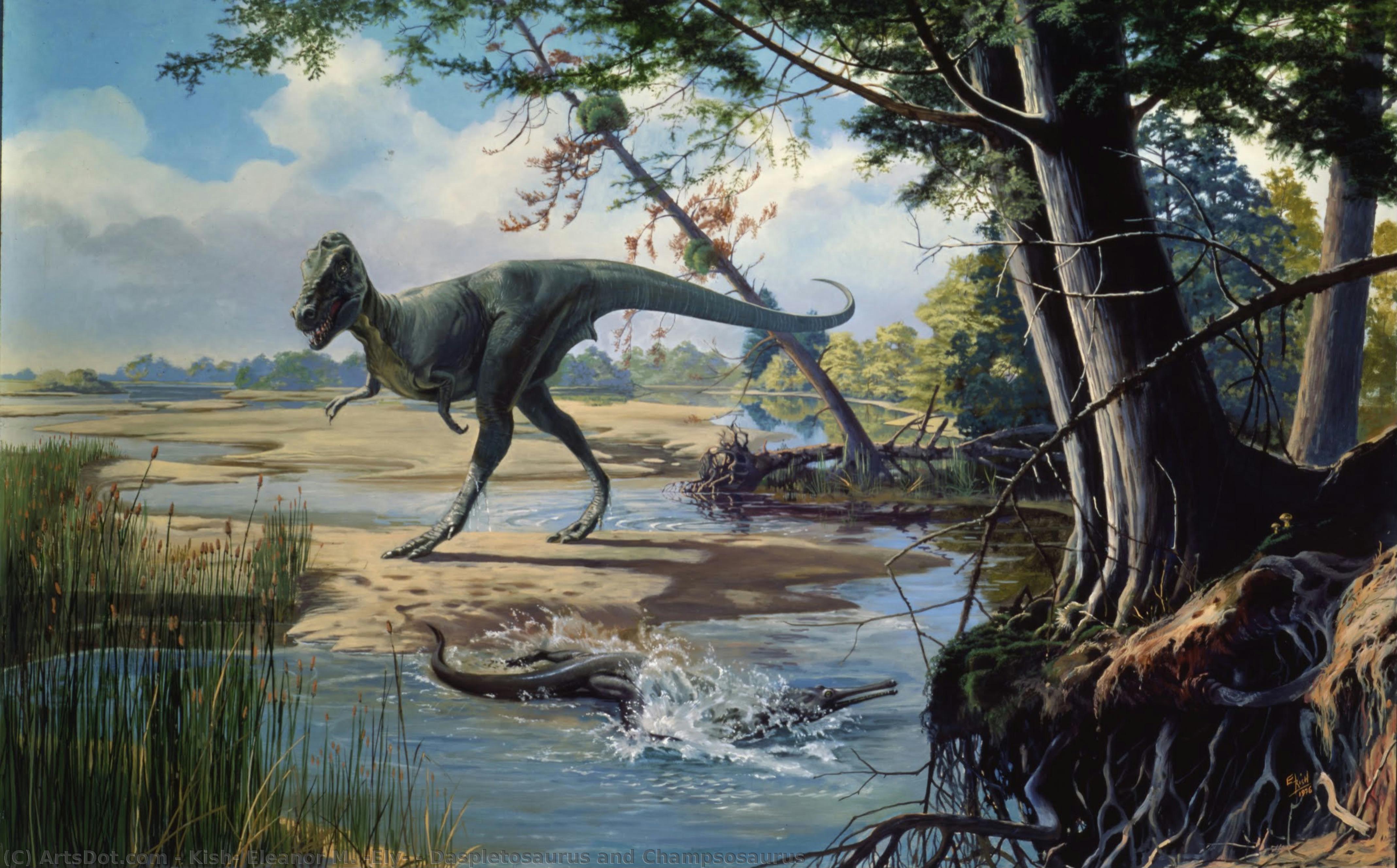 Daspletosaurus And Champsosaurus — Eleanor Kish