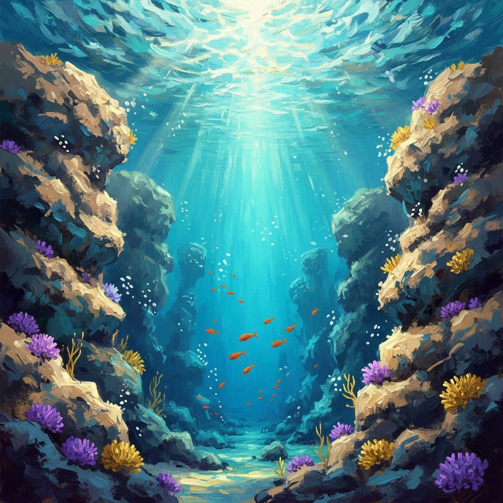 Luminous Descent Through The Silent Azure Canyon Of Eternal Light — Christian Noiret