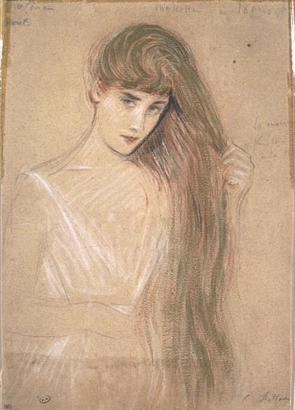 Girl From The Waist, Her Long Hair Styling — Paul César Helleu